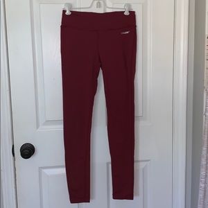 full length red athletic leggings